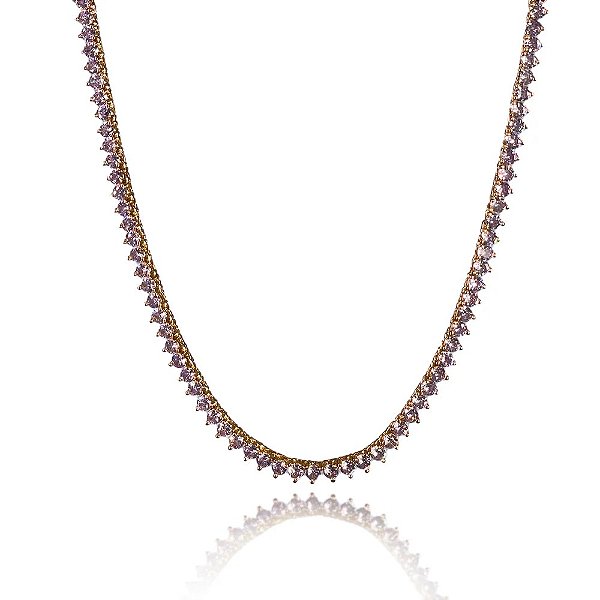 Colar riviera com zirconia banho ouro 18k