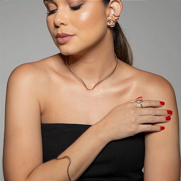 Bracelete de aro liso banho em ouro 18k