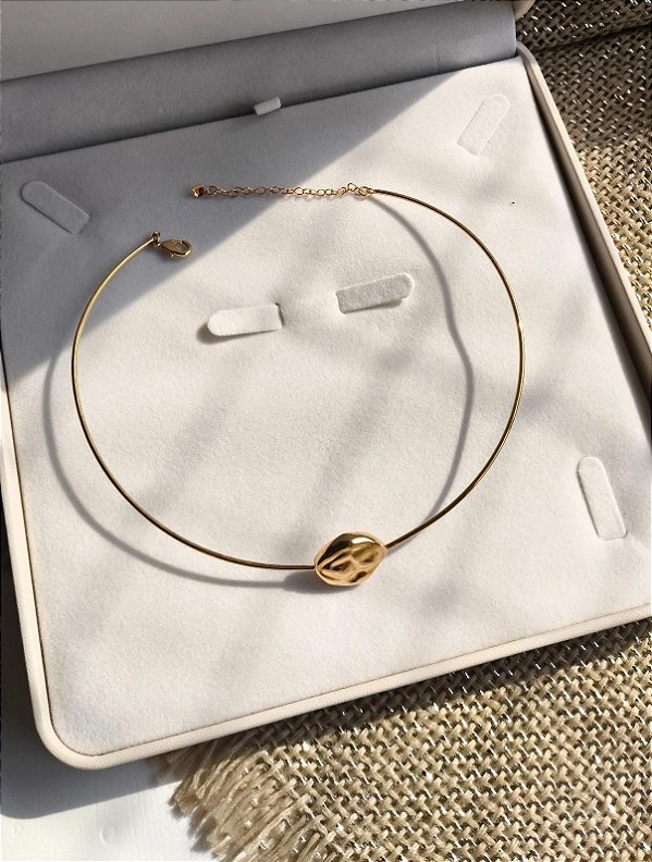 Colar de aro dourado banho em ouro 18k