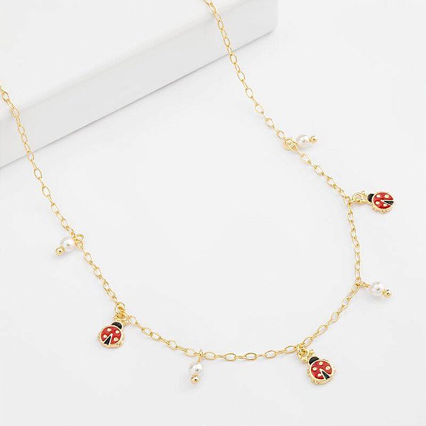 Colar joaninha banho ouro 18k