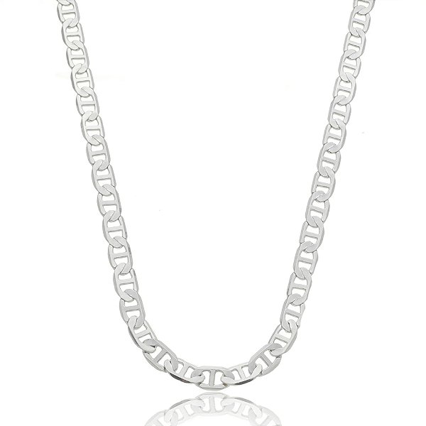 Colar de corrente lisa banho em rodio branco