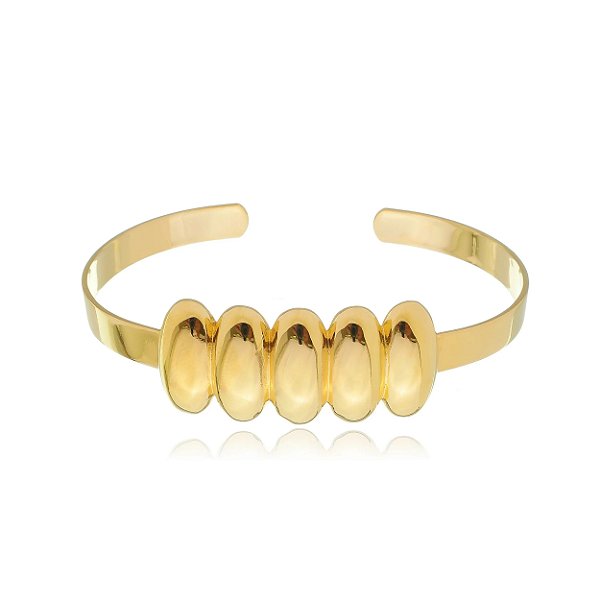 Bracelete dourado liso banho em ouro 18k