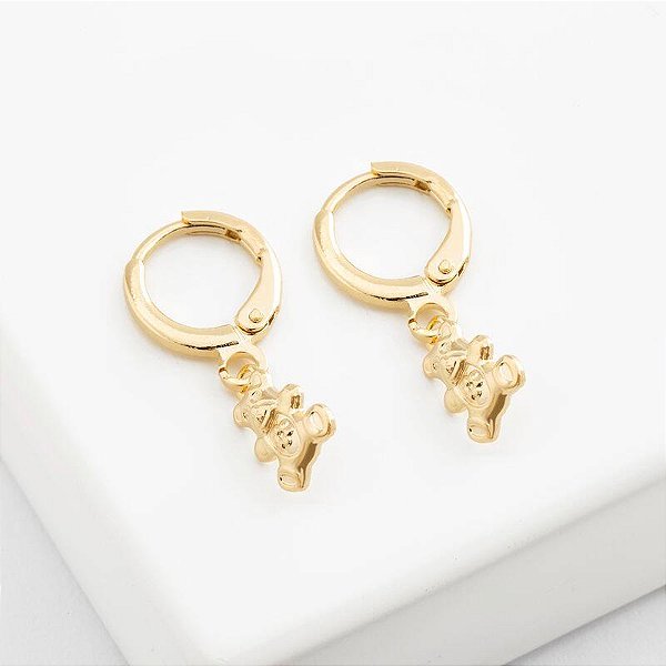 Brinco urso banho ouro 18k