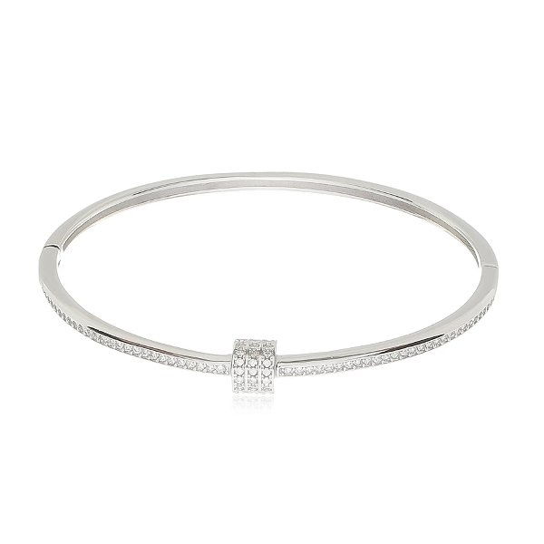 Bracelete cravejado banho rodio branco