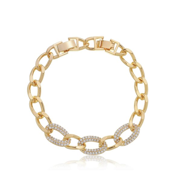 Pulseira cravejada banho ouro 18k