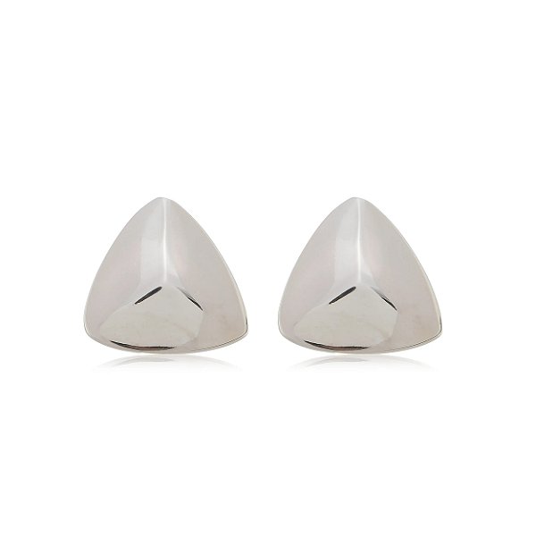 Brinco de base liso banho em rodio branco