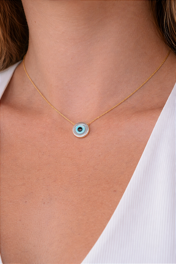 Colar olho grego banho ouro 18k