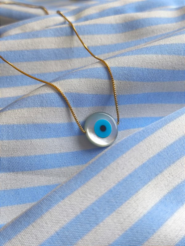 Colar olho grego banho ouro 18k