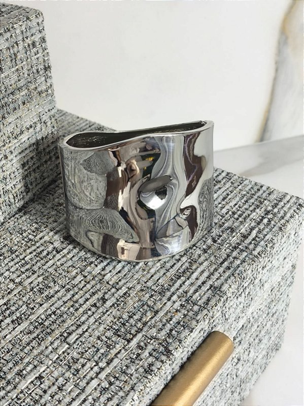 Maxi bracelete banho rodio branco