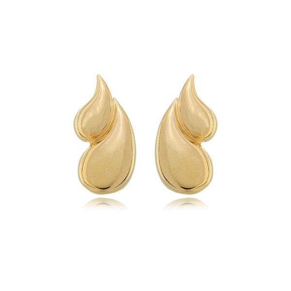 Brinco de gota dourado banho em ouro 18k