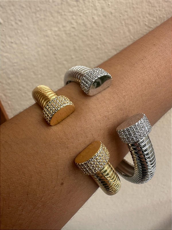 Bracelete cravejado banho ouro 18k