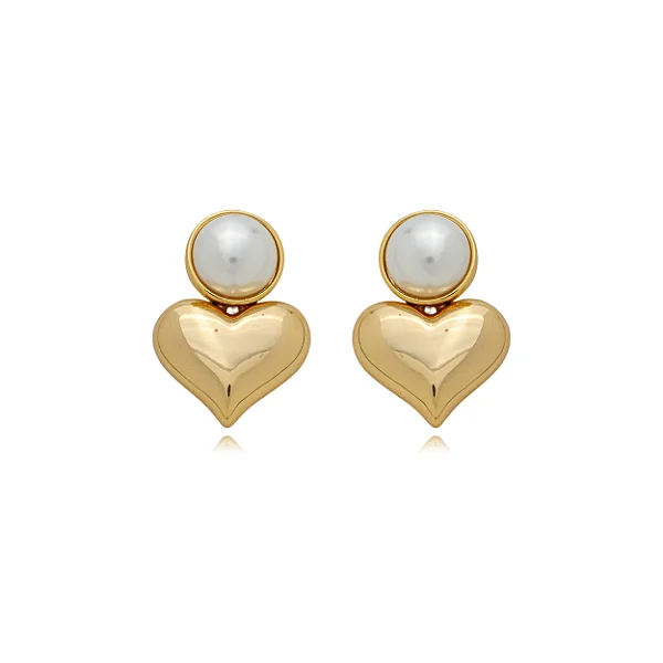 Brinco dourado de perola banho em ouro 18k