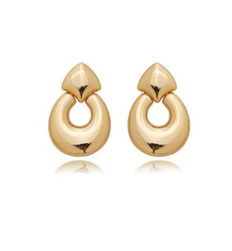 Brinco liso banho ouro 18k