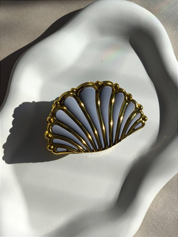 Presilha para cabelo concha cinza