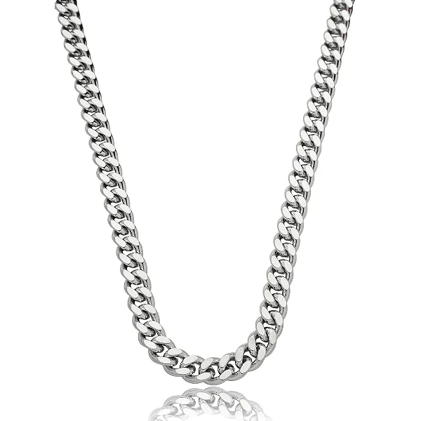 Colar de corrente liso banho em rodio branco