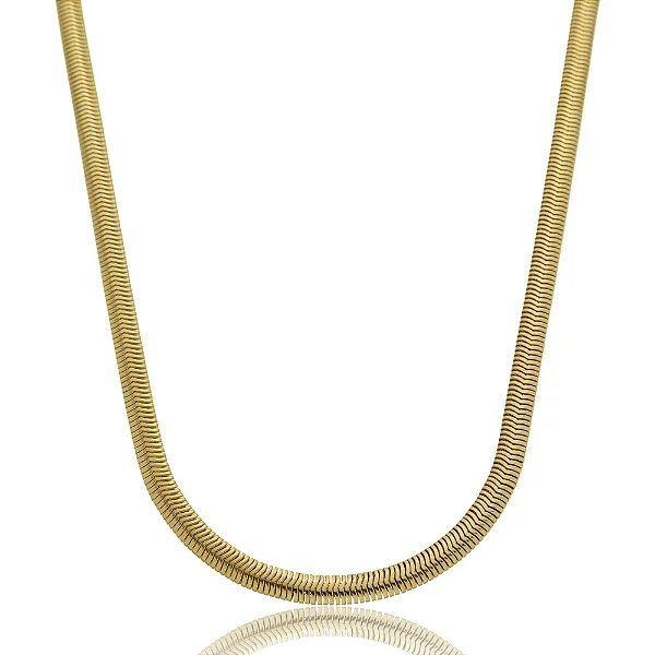 Colar de corrente de malha dourado banho em ouro 18k