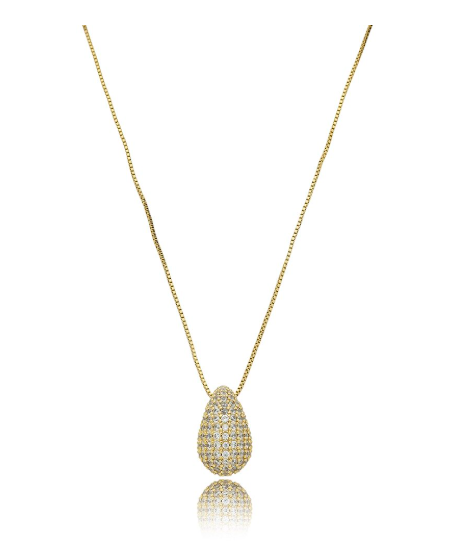 Colar cravejado de zirconia cristal banho em ouro 18k