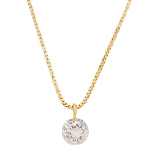 Colar com pingente de zirconia banhado a ouro 18k