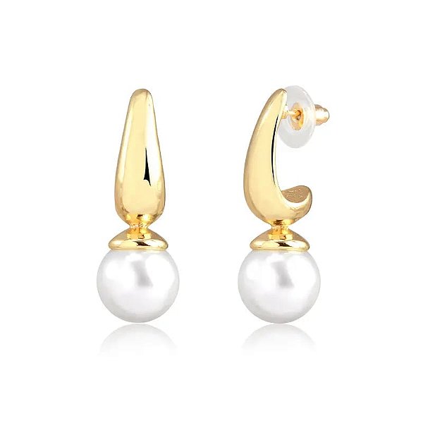 Brinco perola banho ouro 18k