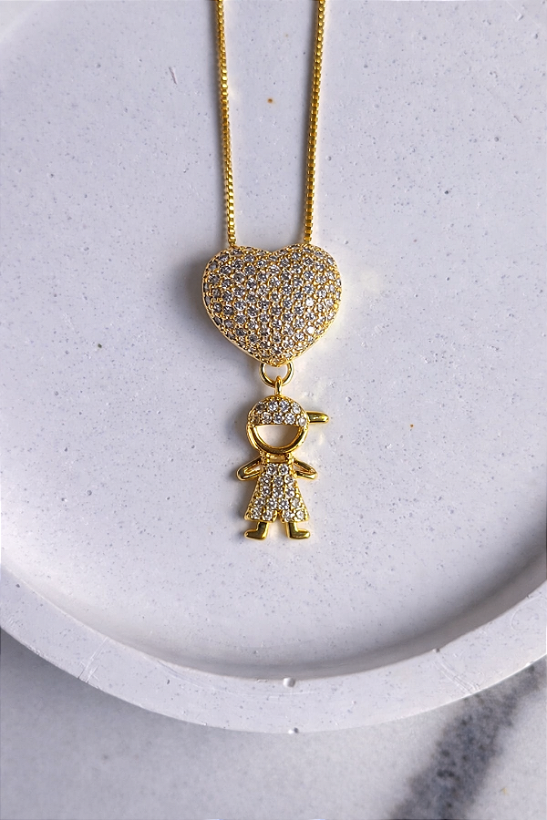 Colar filho cravejado com zirconias banhado a ouro 18k
