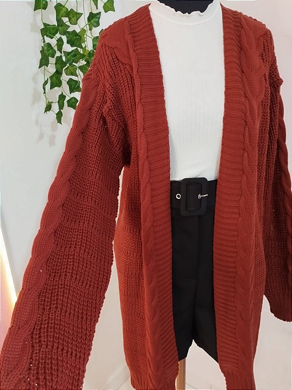 Cardigã Tricot Alongado