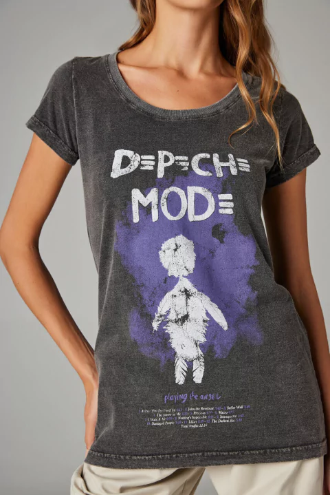 Camiseta Estonada Baby look Depeche Mode