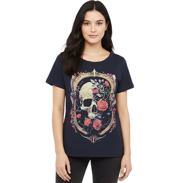 Camiseta RC Caveira c/ Rosas