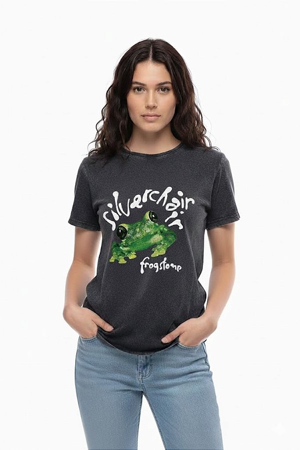 Camiseta Estonada Babylook LP Silverchair Frog