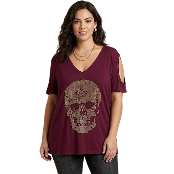 Camiseta RC Long Skull c/ Strass