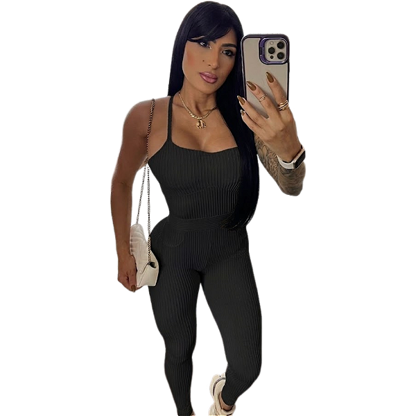 Macacão Preto Canelado