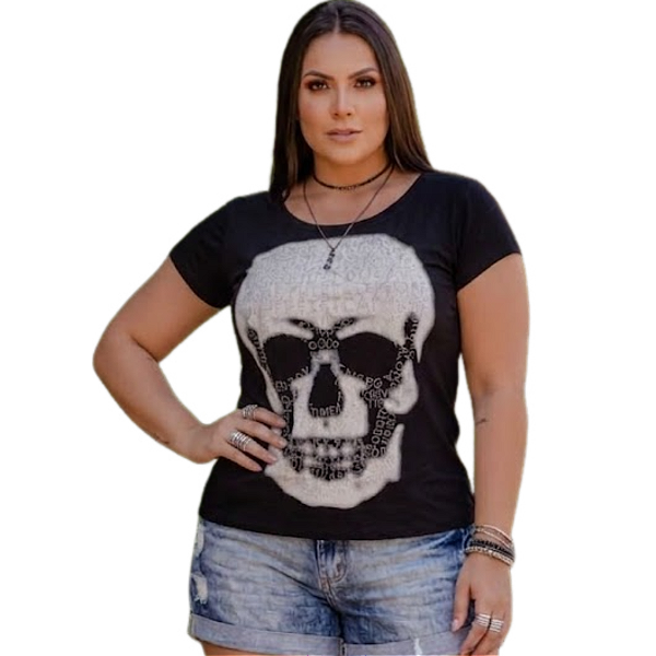Camiseta RC Skull c/ Strass Letras
