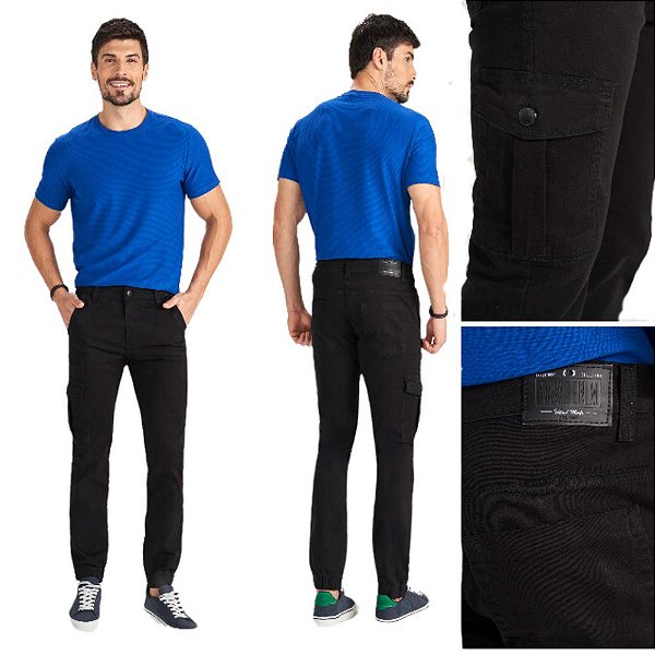 CALÇA JOGGER CARGO PRETA 11180