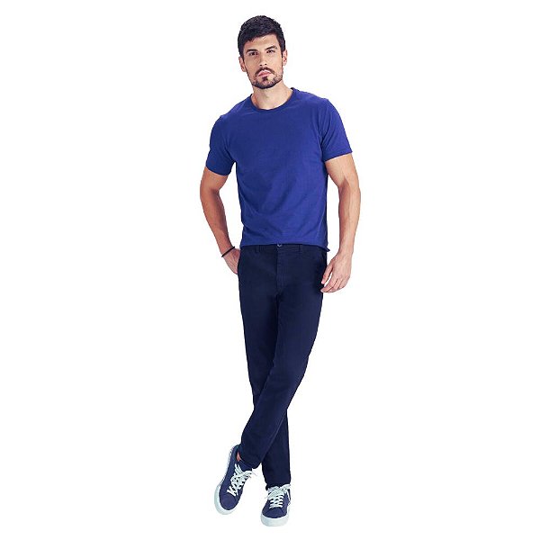 CALÇA CASUAL SARJA AZUL BOLSO FACA 11183