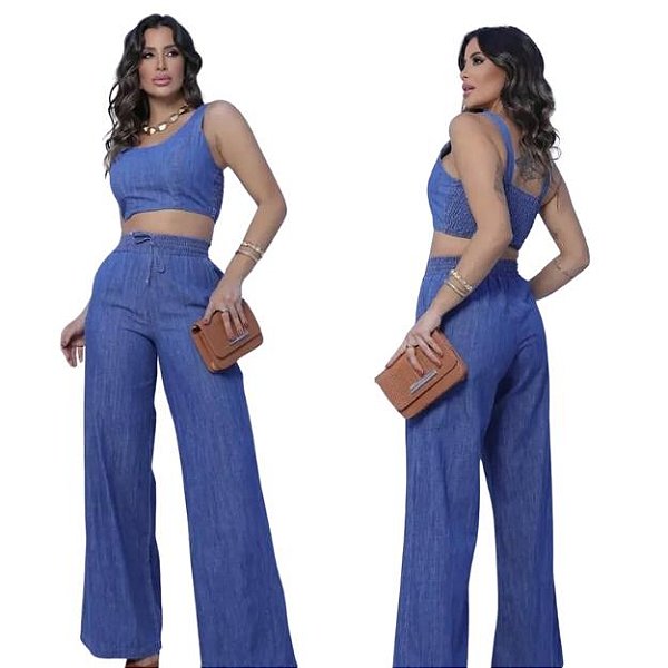 CALÇA PANTALONA EM TENCEL - SP7001