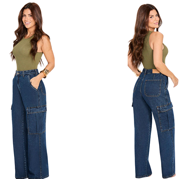 CALCA WIDE LEG FEM CARGO- 81051