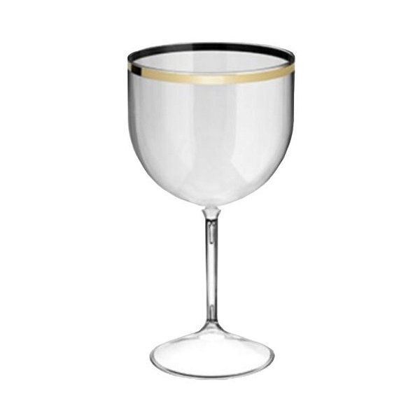TAÇA DE GIN COM BORDA METALIZADA ACRILICO 580ml