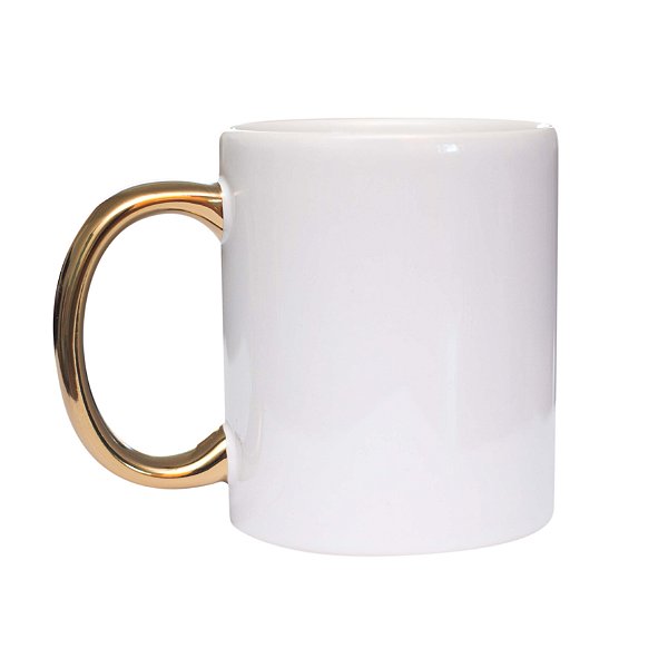 CANECA DE PORCELANA COM ALÇA DOURADA