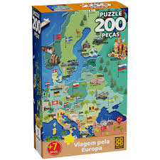 Quebra Cabeça Puzzle Viagem pela Europa Grow - 200 Peças