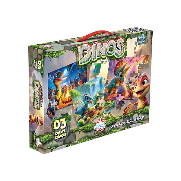 Kit Quebra-Cabeças Dinos 15, 20 e 25 peças