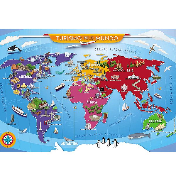Quebra Cabeça 200 Peças Turismo Pelo Mundo - Puzzle 200 pçs