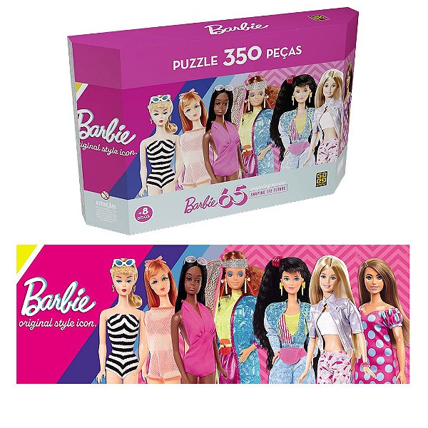 Quebra Cabeça Panorama 350 Peças, Barbie 65 anos - Puzzle 350 Pçs