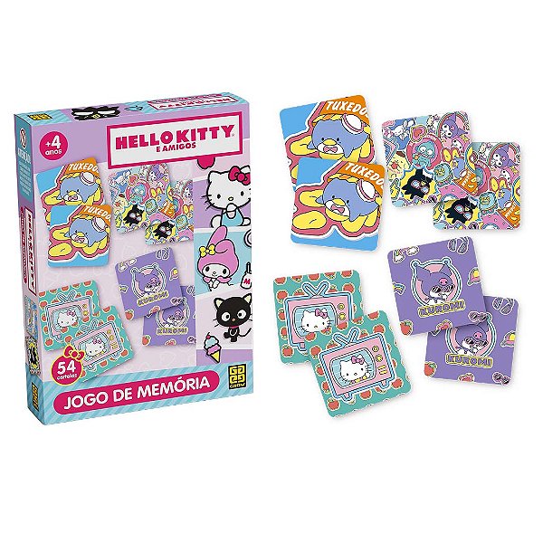 Jogo da Memoria Hello Kitty e Amigos 54 Peças Kuromi Keroppi Chococat e Muito Mais!