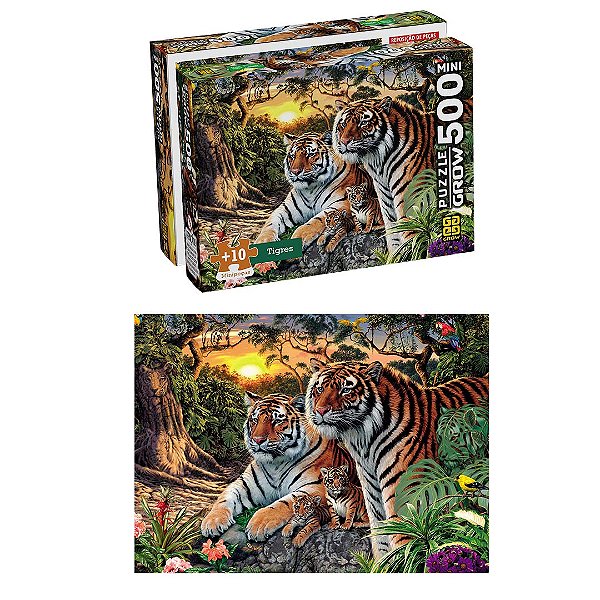 Quebra Cabeça Mini 500 Peças Tigres Mini Puzzle 500 Pçs
