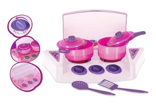 Cozinha Infantil Fogãozinho Mini Chef Panelinha + Acessórios Cor Rosa