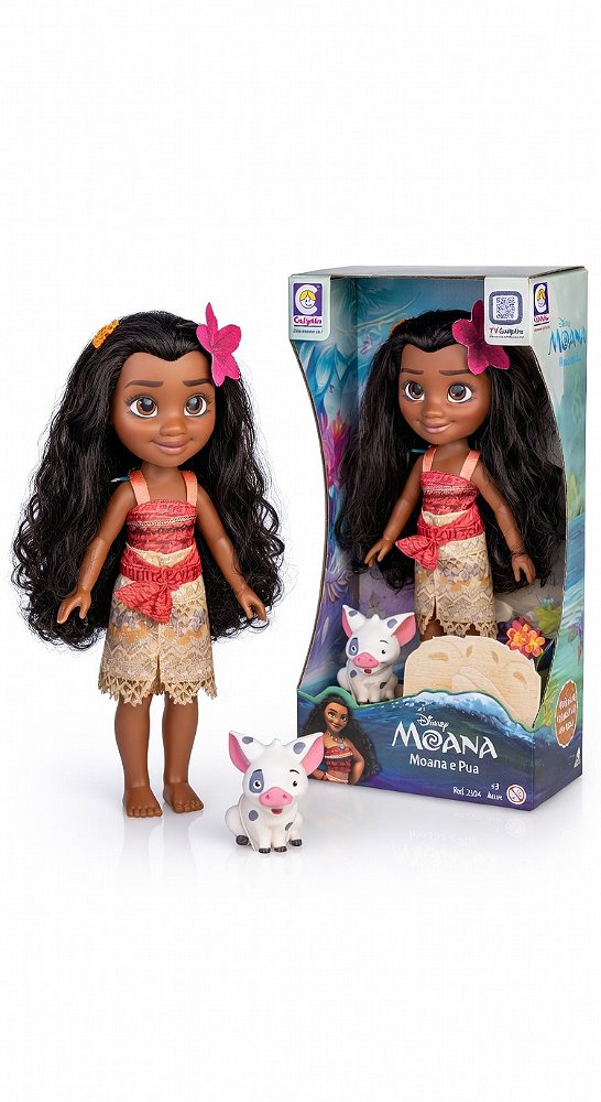 Kit Boneca Moana e Porquinho Puá Disney - Aventuras no Mar