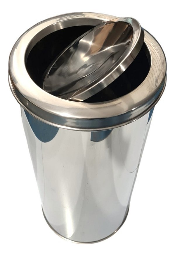 Lixeira 50 Litros Inox FlipTop 30x70 Cozinha Escritório Banheiro