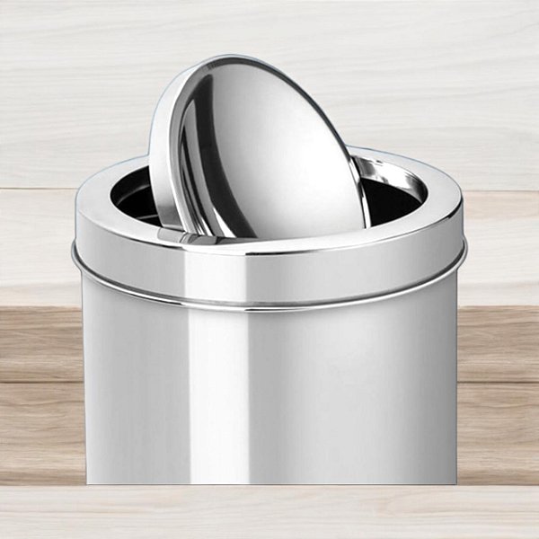 Lixeira 18 Litros Inox FlipTop 24x40 Cozinha Escritório