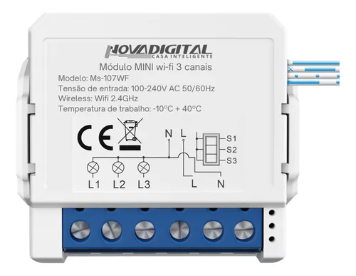 Mini Interruptor 3 canais WIFI Inteligente MS107-WF