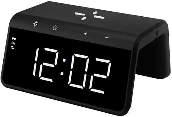 CARREGADOR POR INDUCAO COM RELOGIO DIGITAL BRANCO PEINING  PEI-WS09