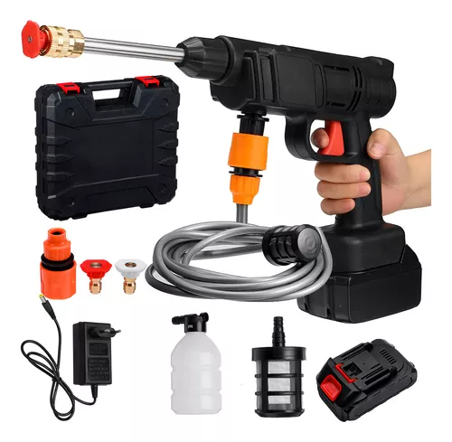 LAVADORA JATO DE ALTA PRESSAO RECARREGAVEL PORTATIL SEM FIO  COR PRETO 110V/220V 2 BATERIA MALETA
